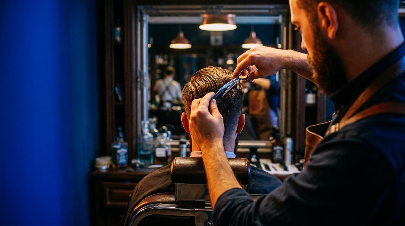 Barbier beim Herrenschnitt im The Gentleman Coiffeur in Spreitenbach